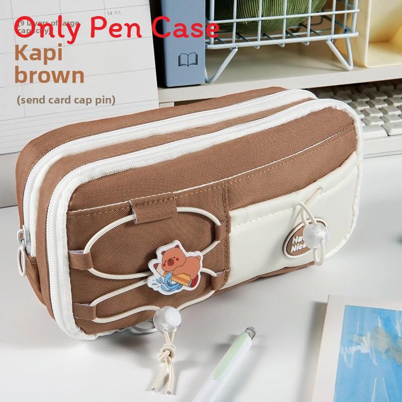 Traditional Pencil Case With Polyester Fabric And Cute Pins For Students And Office Use