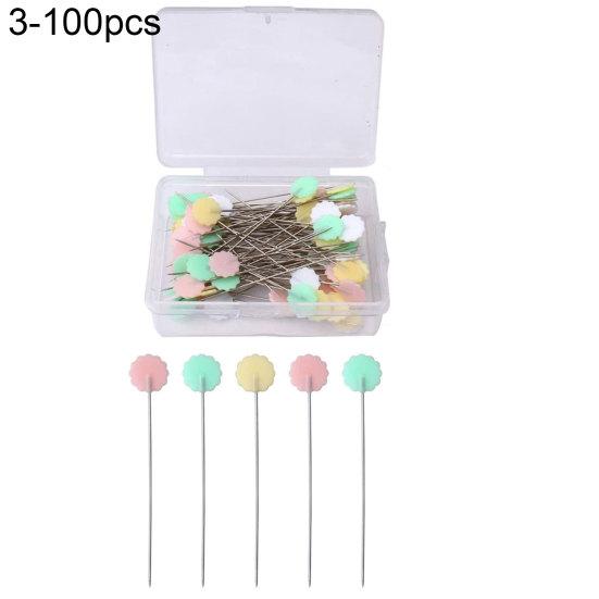 100Pcs/Box Dressmaking Pins Embroidery Patchwork Mixed Color Sewing Needle Tool