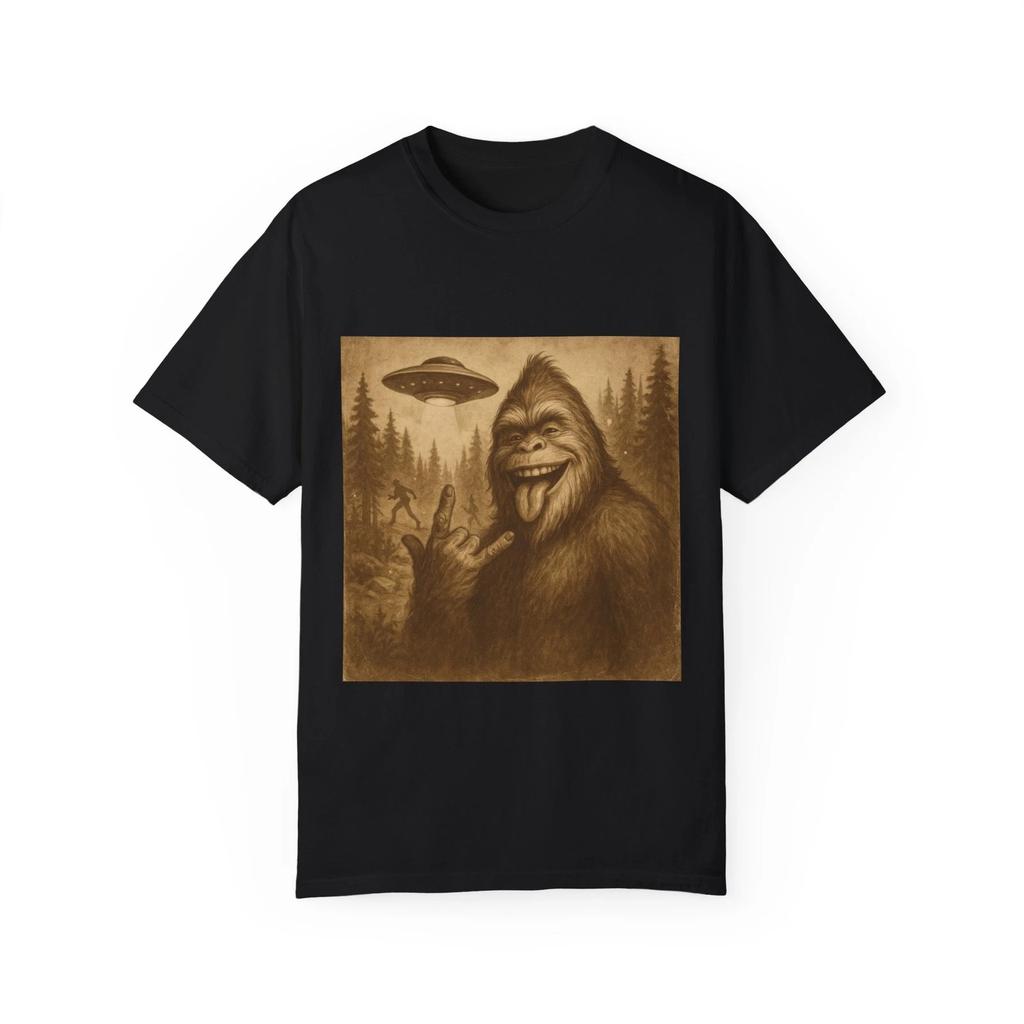 Bigfoot Adventure T-shirt - Vintage Graphic Tee, Nature Lover's Gift, UFO Theme