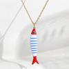 Cute Exquisite Colorful Fish Pendant Necklaces For Women Girls  Stainless Steel Necklace Summer Beach Jewelry Gift