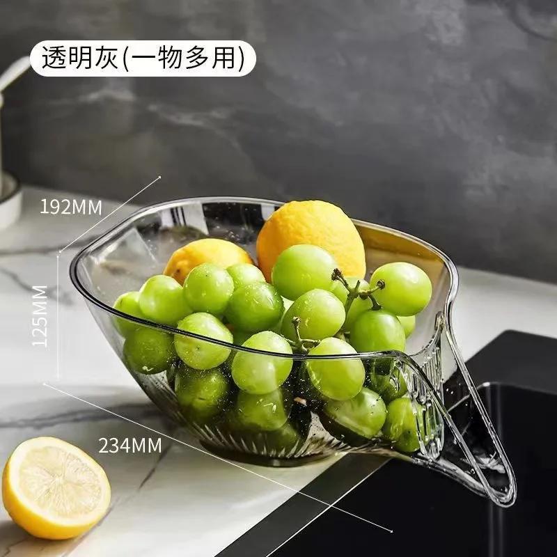 

Multifunctional Drain Basket Drain Bowl Household Sink Vegetable Basin Kitchen Washing Fruit Plate Plastic сірий