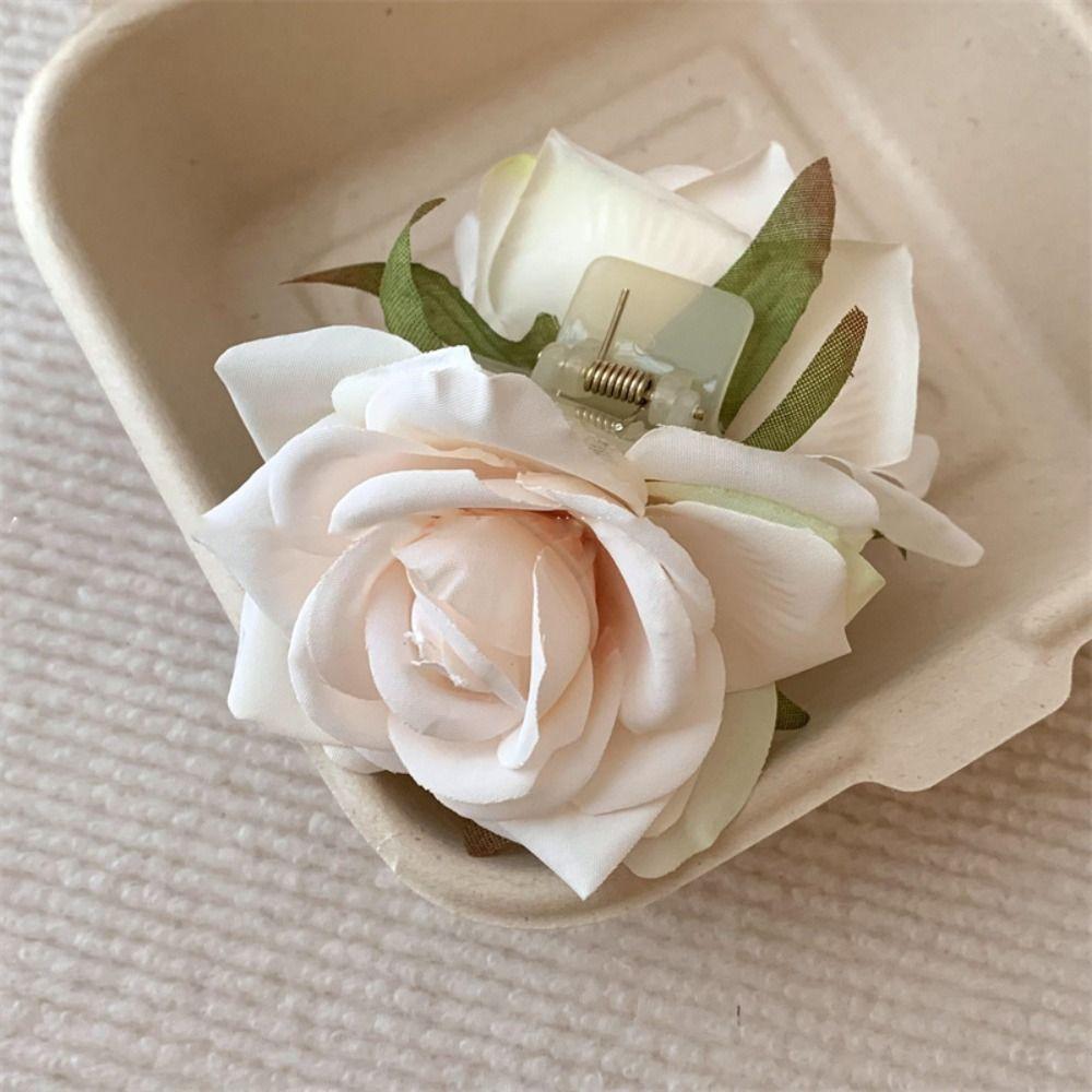 

Ponytail Clip Flower Hair Claw Cloth Large Shark Clip Creative Rose Hair Clip Girl style 4