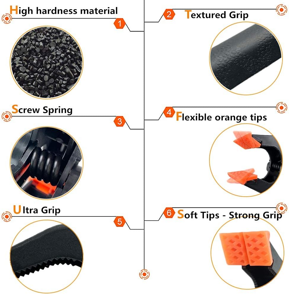 Nylon Spring Clamp Set Plastics Clips for Backdrop, Wood Working, Photography, Craft, Art DIY