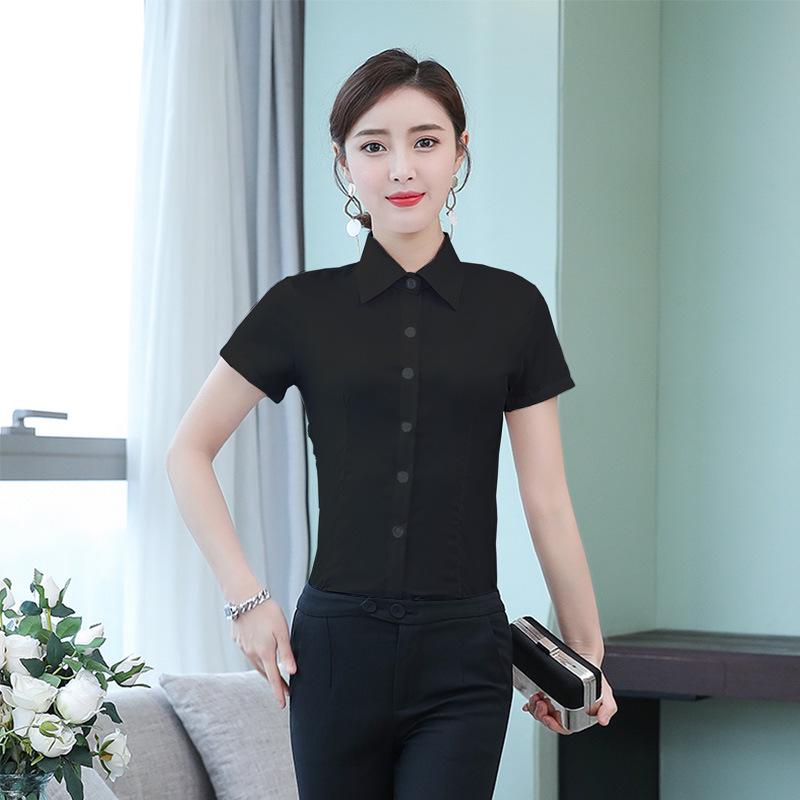 Korean Style Women's White Shirt: Spring/Autumn, Slim Fit, Long/Short Sleeve, Professional Workwear, Plus Size Options