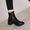 Fashion Autumn Winter Warm Women's Ankle Boots Round Toe Elegant with Medium Heels Female Short Shoes Black New Rock Hot Pu Booties Sale