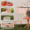 Children's Garden Furniture Set, Table, 2 Folding Chairs, 100 Cm Parasol, Animal Print, Orange