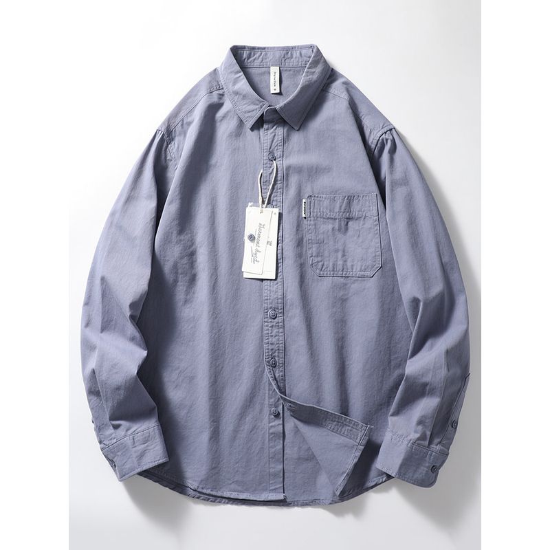 Japanese-Style Retro Cotton Shirt Men's Long Sleeve Casual Spring and Autumn Slim-Fitting Fashion Brand Coat Export Men's Clothing Cotton Shirt