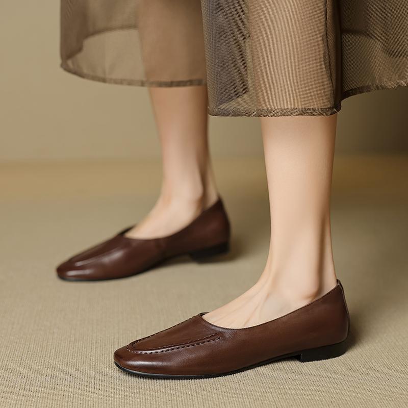 Fashion 2025 New Arrival Women Flats Heels Shoes Genuine Leather Soft Comfort Casual Shoes Woman Basic Spring Summer Flats Shoes