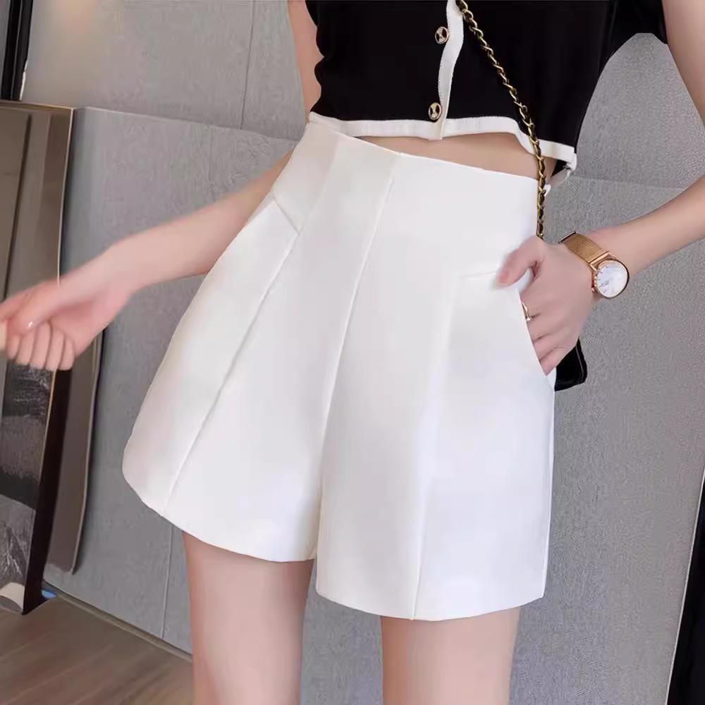 

2024 New Women s High-Waisted White A-Line Shorts: Slimming, Versatile, Korean Wide-Leg Casual Summer Pants Extra Small