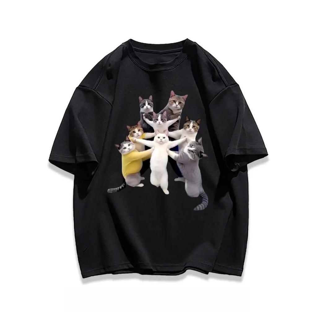 Trendy Personalized Cat Print Tshirt Summer Casual Short Sleeve Unisex Unisex Couple Clothes Streetwear Top