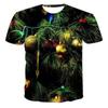 New Summer 3D Christmas Tree, Santa Claus Printed T-shirt, Snowman, Reindeer Pattern, Men's T-shirt, Children's Fun Short Sleeve Top