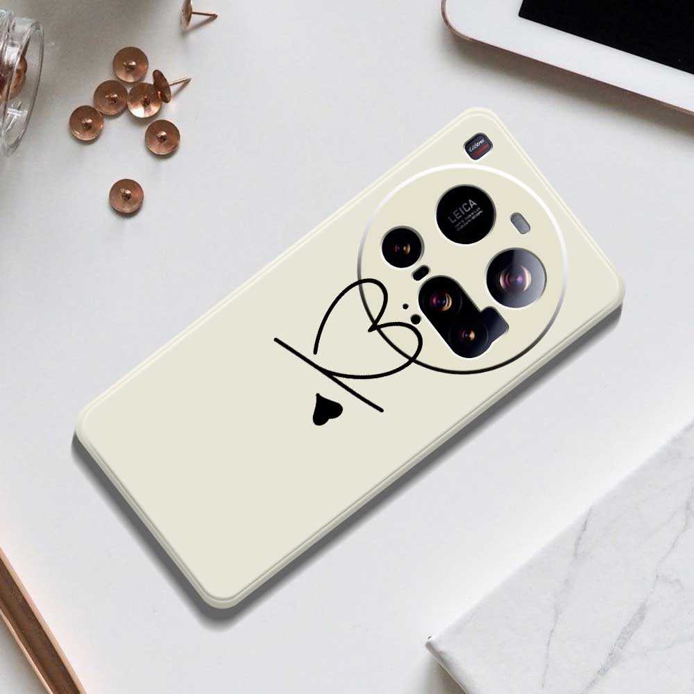 For Xiaomi 15 Ultra Case Black Love Pattern Printing Straight Edge TPU Phone Back Cover