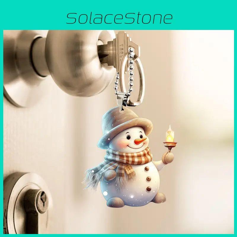 Candle Cute Handheld Snowman Pattern Acrylic Pendant For Christmas Decoration