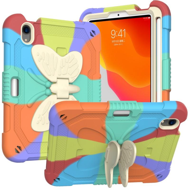 Butterfly Design Silicone Case With Adjustable Stand IPad Mini 6 Kids Learning Anti-Slip Shockproof Cover
