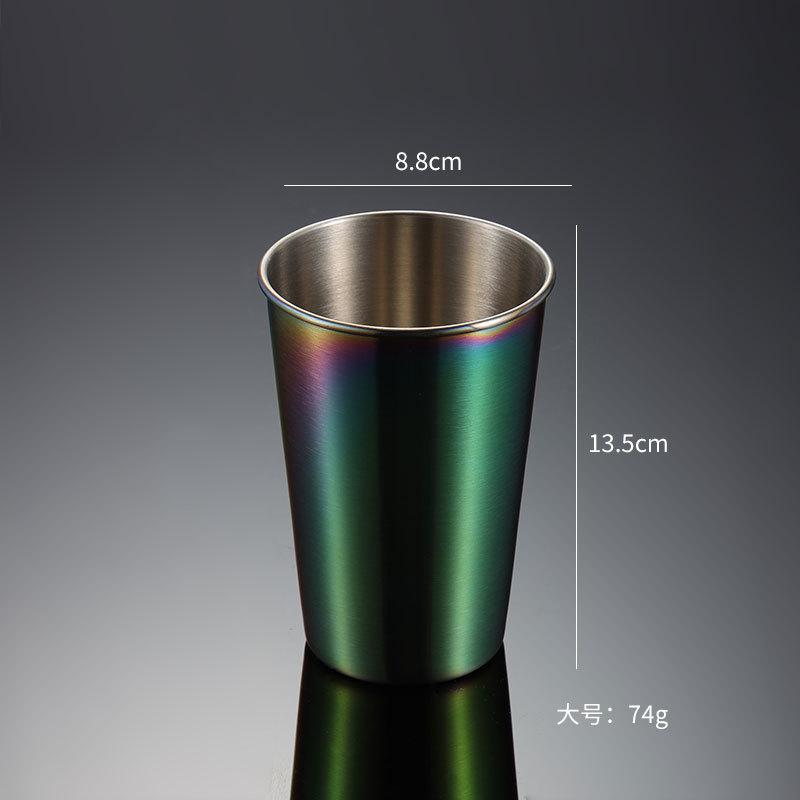 304 Stainless Steel Pint Cup Cold Drink Cup Titanium-plated Gold PVD Beer Mug Ins Industrial Wind Lid