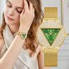 Women Luxury Crystal Triangle Dial Quartz Watch Gold Mesh Bracelet Elegant Ladies Wristwatch With Gift Box YaLaLuSi
