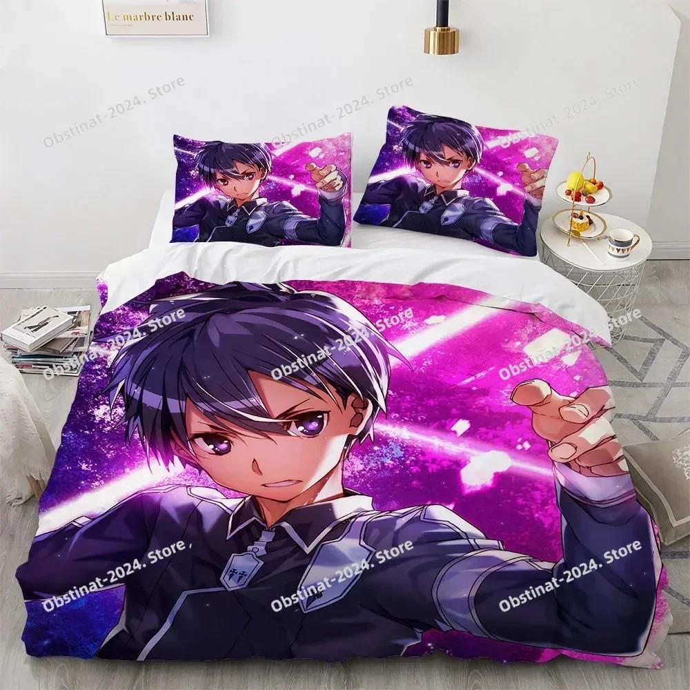 Sword Art Online Bedding Set Printed Bed Set With Pillowcase Duvet Cover Soft Single Double Queen Super King Size Adults Kids