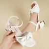 Fashion Buckle Strap 2025 Sandals Comfort Shoes for Women Square Toe Block Heels Large Size Suit Female Beige New Fashion Chunky Girls