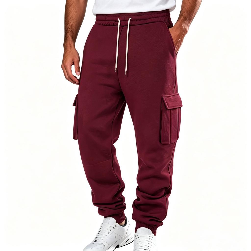 Herren-Cargo-Jogginghosen mit mehreren Taschen und Kordelzug-Taille für lässige Alltagsmode