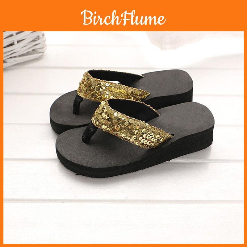 Sequins Summer Womens Antislip Sandals Girl Wedge Heels Slippers Us Flipflops Noslip