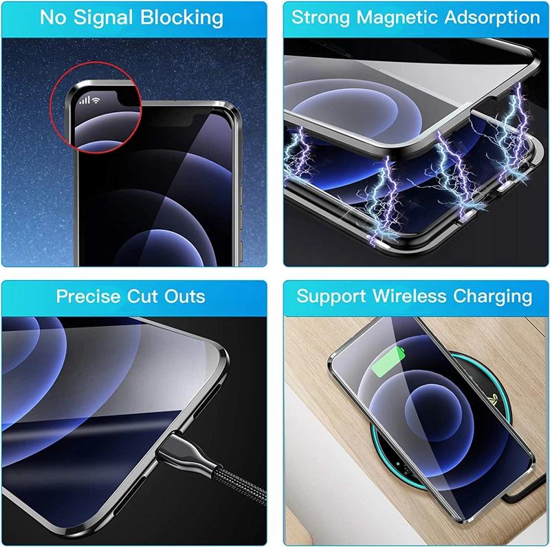 Anti Peeping Magnetic Double Privacy Metal Bumper Glass Case for IPhone 13 14 15 Pro Max 12 Mini 11 XS XR X 8 Plus Antispy Cover