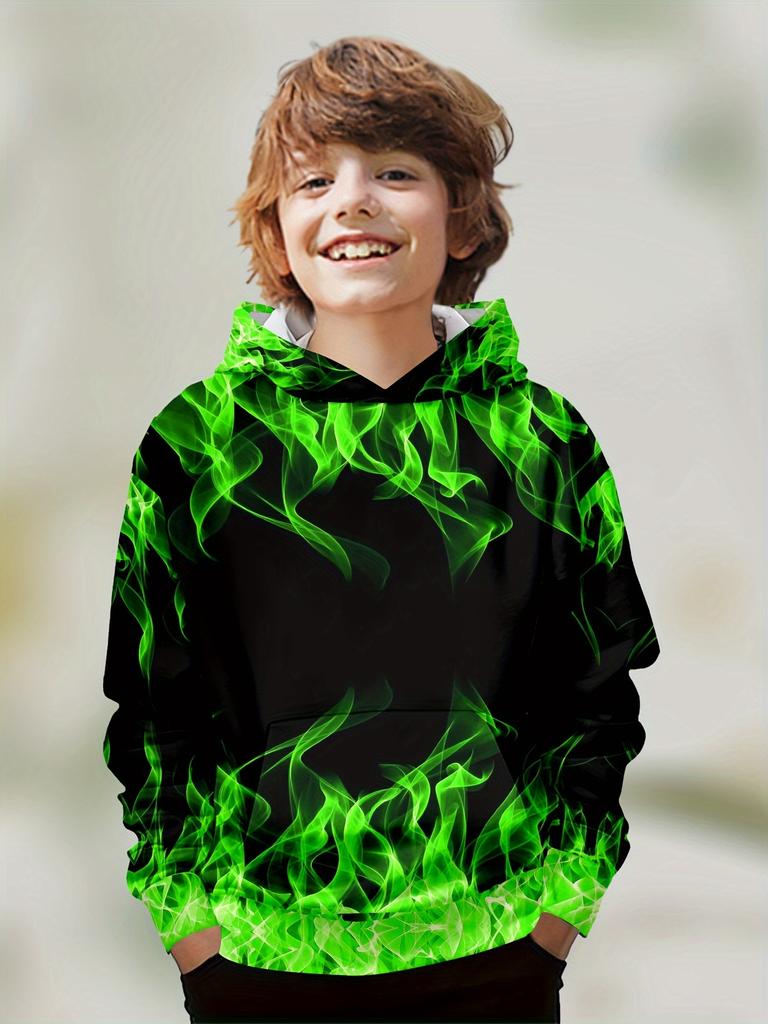 Kinderkleidung Jungen Hoodies Langarm 3D Flammendruck Kinder Frühling Herbst Kleidung Beiläufige Stilvolle Junge Mädchen Kleidung Pullover Tops