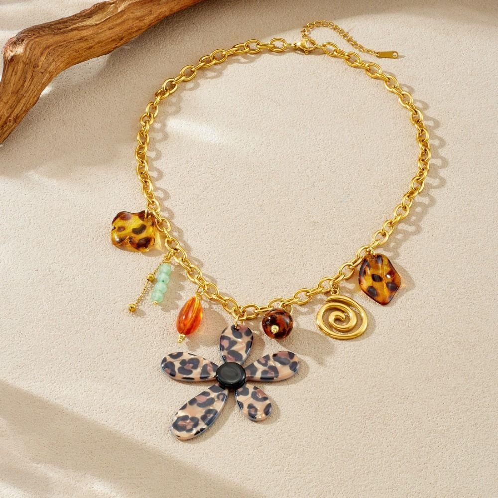 Gold Tone Multi Pendant Necklace Multi Charms Boho Jewelry Statement Chain Necklace  Daily Wear