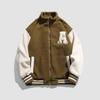 Lamb Fleece Baseball Jacket Men's New Autumn and Winter Warm Trendy Letter Embroidery Loose Casual Stand Collar Cotton Jacket