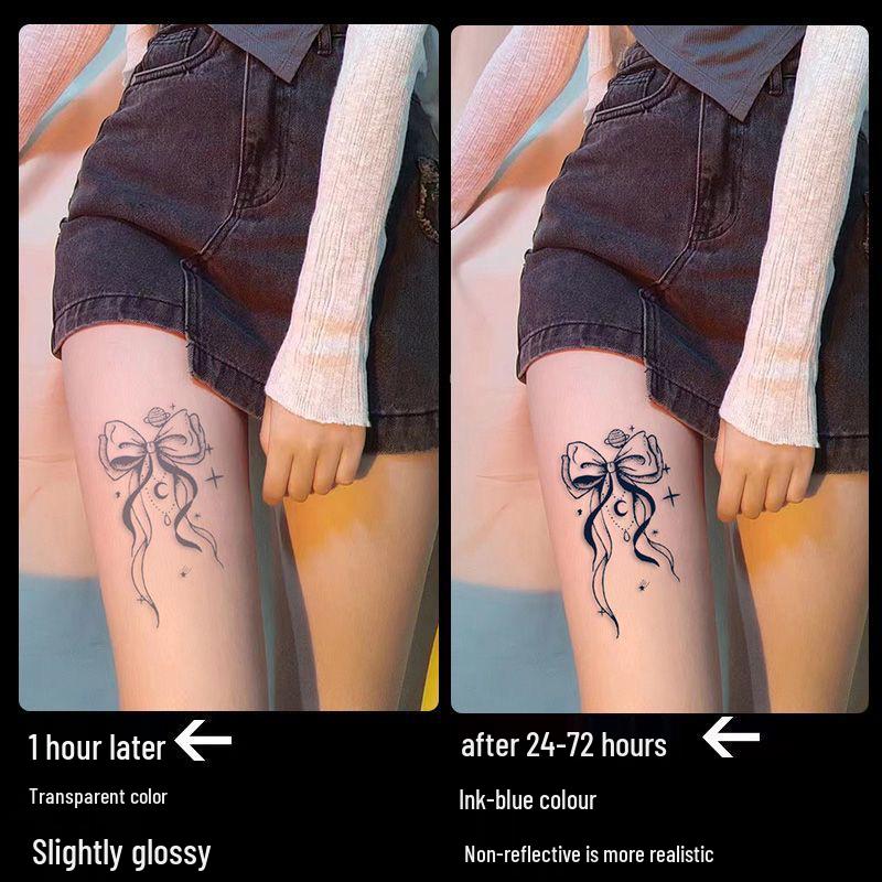 Schmetterling & Mondstern Semi-Permanente Wasserdichte Tattoo-Aufkleber - Süßes & Cooles Beindesign, Langlebig, Nicht-Reflektierend