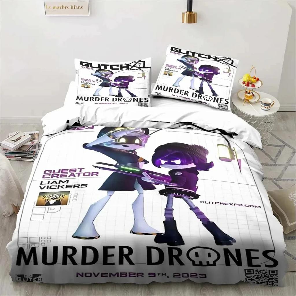 New 3D Print Murder-Drones Cartoon Bedding Set,Duvet Cover Bed Set Quilt Cover Pillowcase,King Queen Twin Size Boys Girls Adults