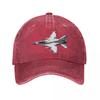Modern Fighter Jet Blueprint Sketch  New Vintage Washed Cotton Baseball Cap Sun Hats