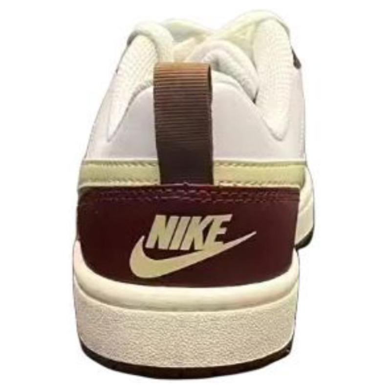 Nike Court Borough Anti Slip Wear Resistant Low Top Kids' Skateboarding Shoes White Red Sneakers IB4706-121