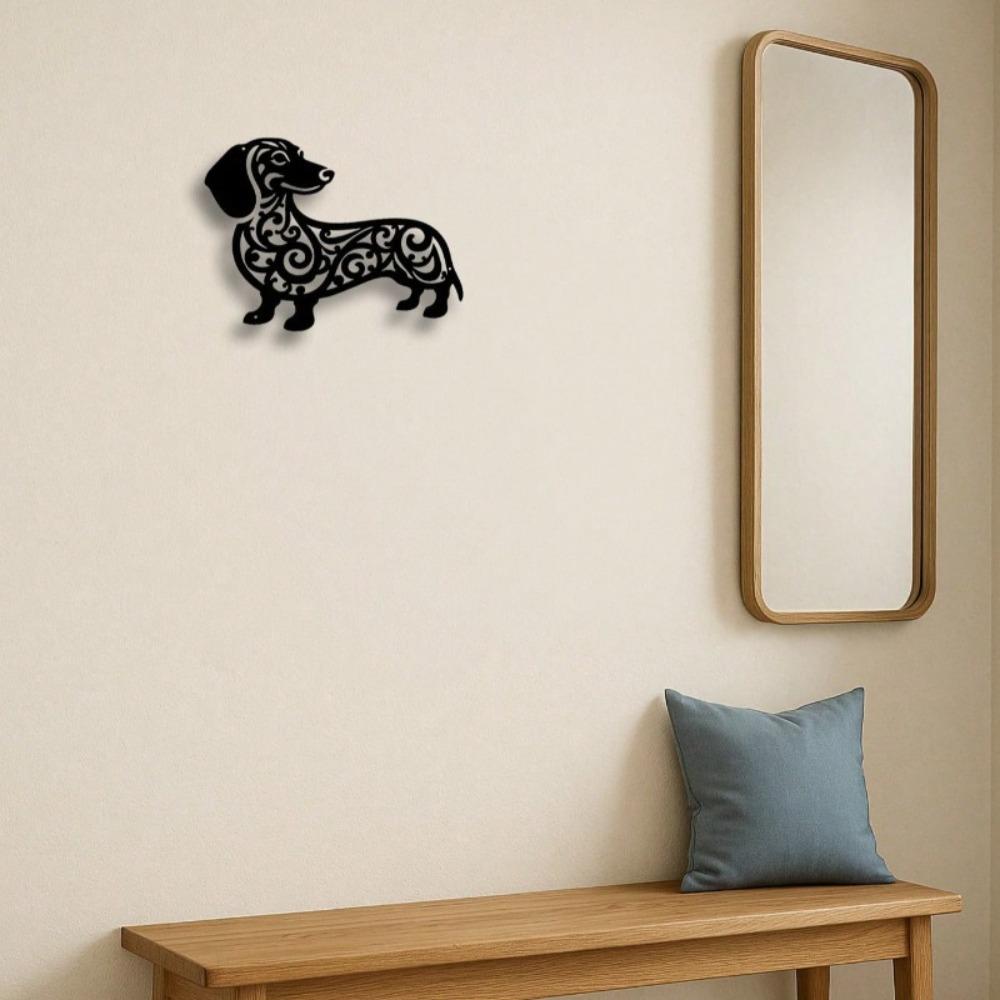 Black Iron Dachshund Dog Metal Wall Art Modern Home Outdoor Decor Living Room Bedroom Garden Gift Dog Lovers
