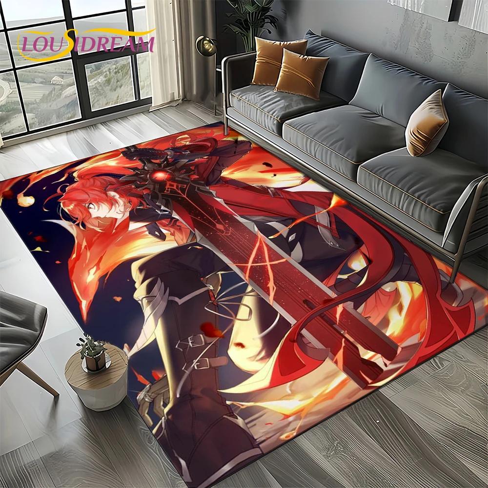 2025 New Genshin Impact Character Solo Cartoon Game Carpet Rug for Living Room Bedroom Home Sofa Decoration,Non-slip Floor Mat
