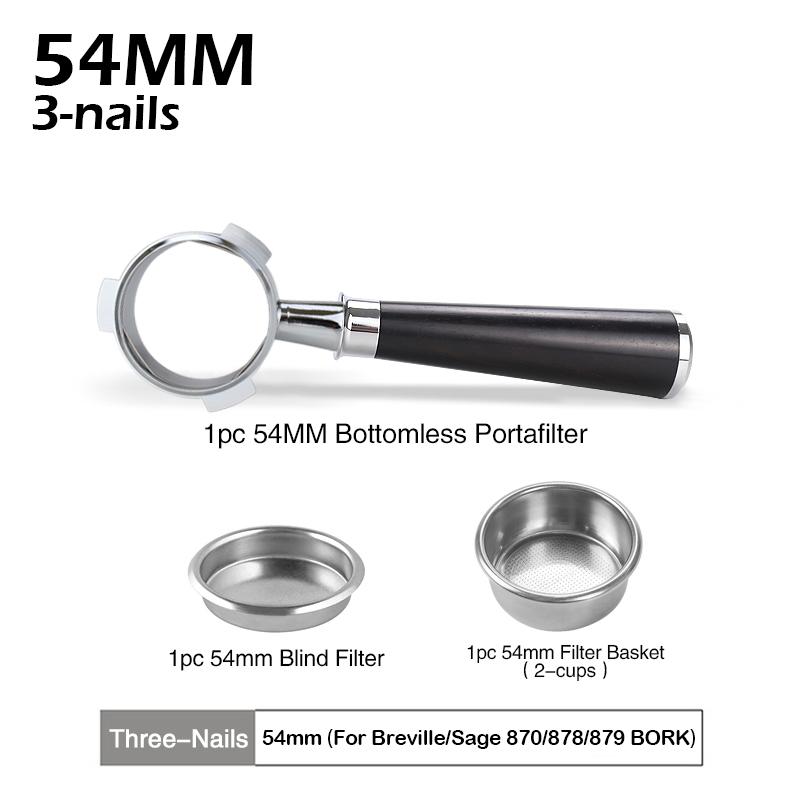54MM Coffee Bottomless Portafilter For Sage Breville 870 878 880 Replacement Filter Basket Espresso Accessory Barista Tool