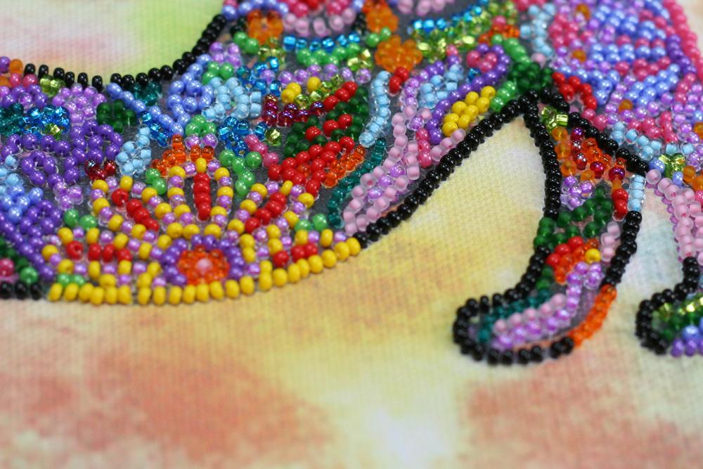 Midi Set for Embroidery with Beads On Natural Artistic Canvas Abris Art Cat Family