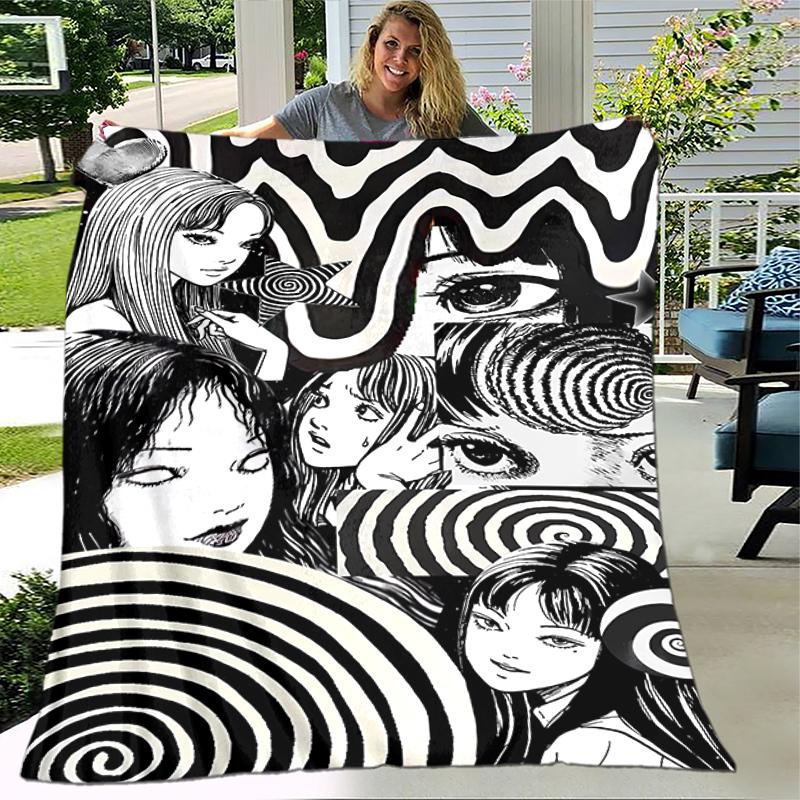 1pc Blanket Thriller Manga Junji Ito Tomie2 Print Design, Lightweight Blanket for Sofa, Bed- Soft &Warm, Gift for All Seasons Like Christmas, Hallowee