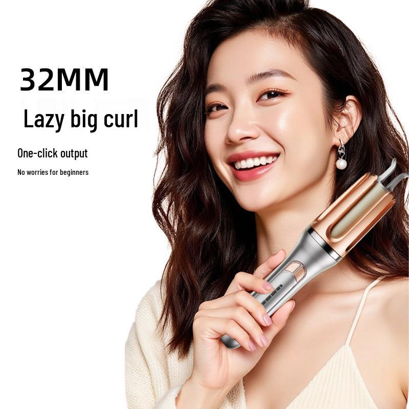32mm Automatic Curling Iron for Big Waves - Gentle on Hair, Water Ripple Design, Electroplated Curler for Easy Styling.