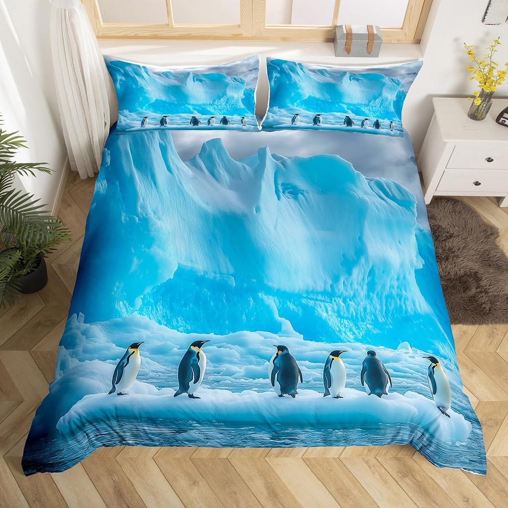 Glacier Duvet Cover Sets for Kids Teens Queen Quilt Covers Lightweight Down Bedroom Decor 2 Pillowcases 1 Duvet Cover No Quilt