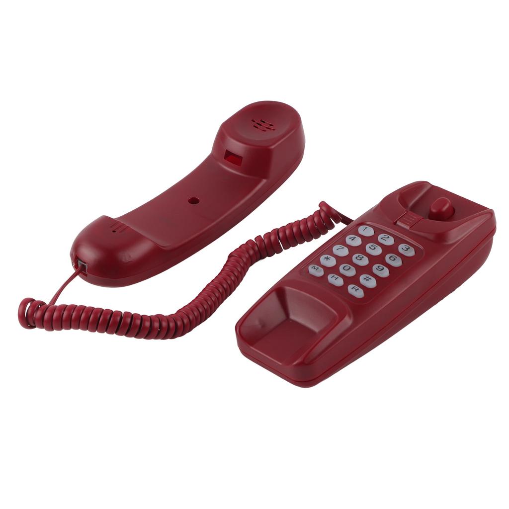 Wall Mount Landline Telephone Extension No Caller ID Home Phone For Hotel Family(Red)