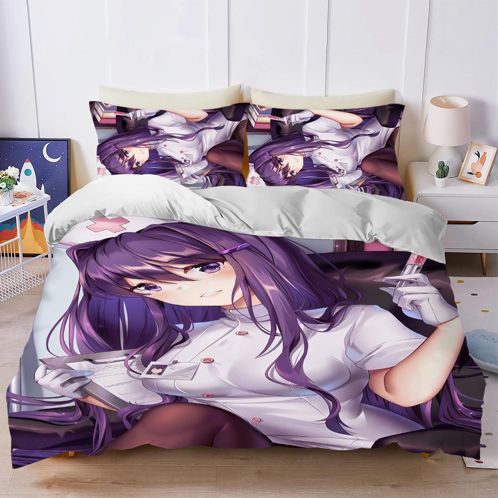 Anime Game Girl Y-Yuri Duvet Cover Set Soft Wash Bed 3 Piece Summer Comfortable Student Dormitory Home Baby Bedding Best Seller