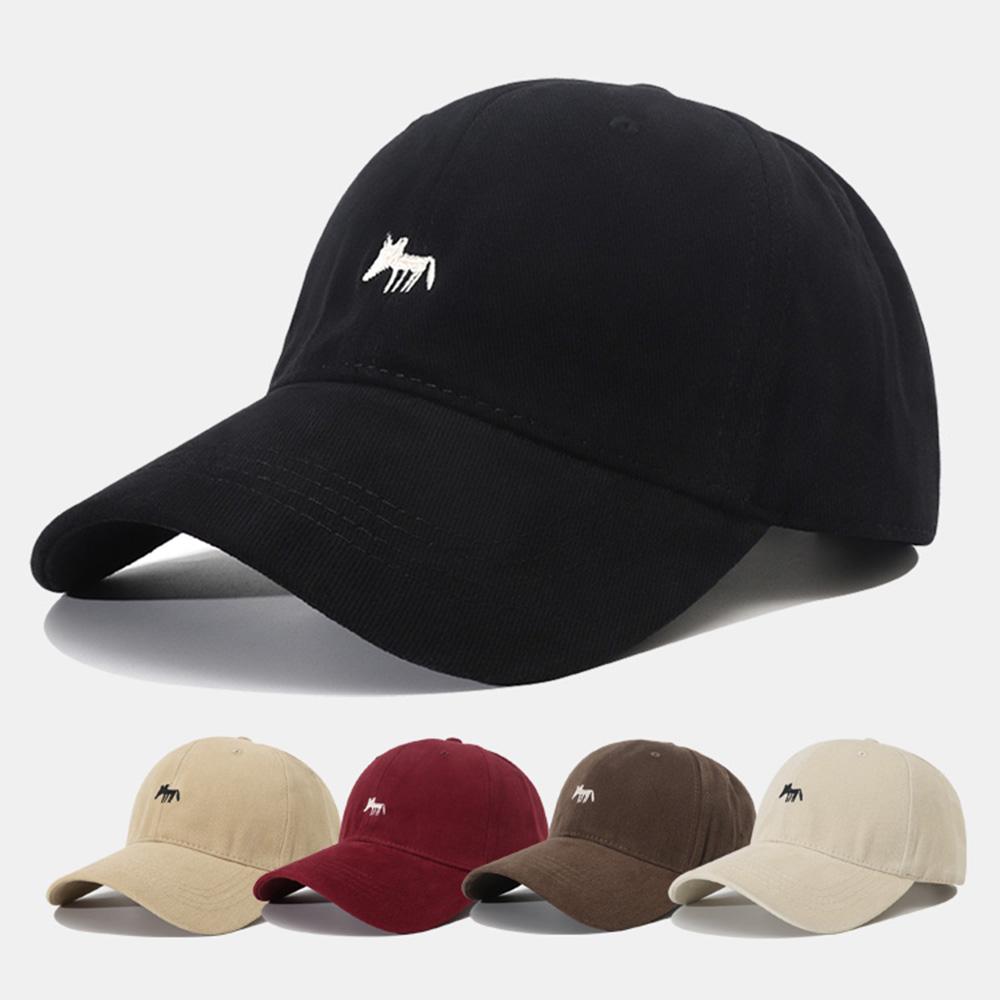 Embroidered Baseball Hat Peaked Snapback Cap Adjusted Large Head Circumference Hats For For Men And Women Latest Animal Fox