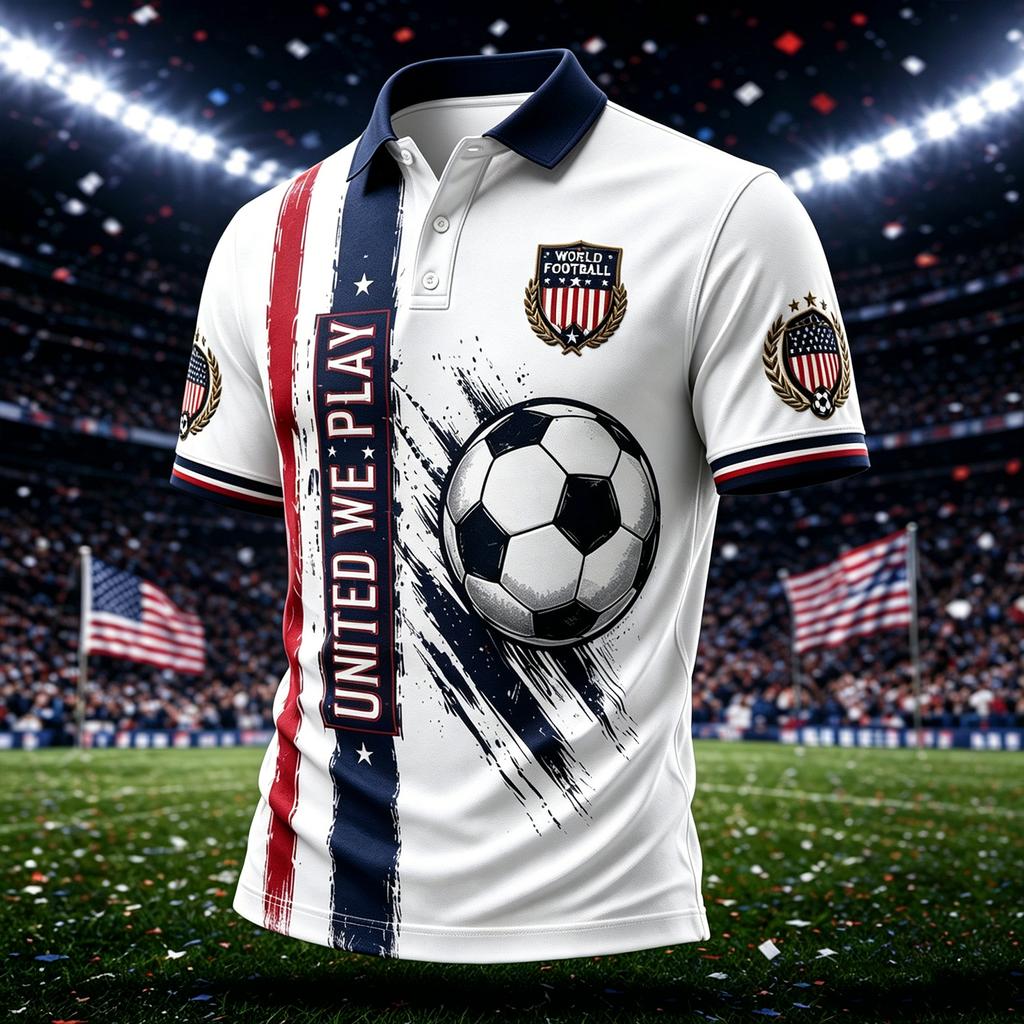 Men's Casual Short Sleeve Soccer Print T-Shirt for Sports, Training, and Daily Wear