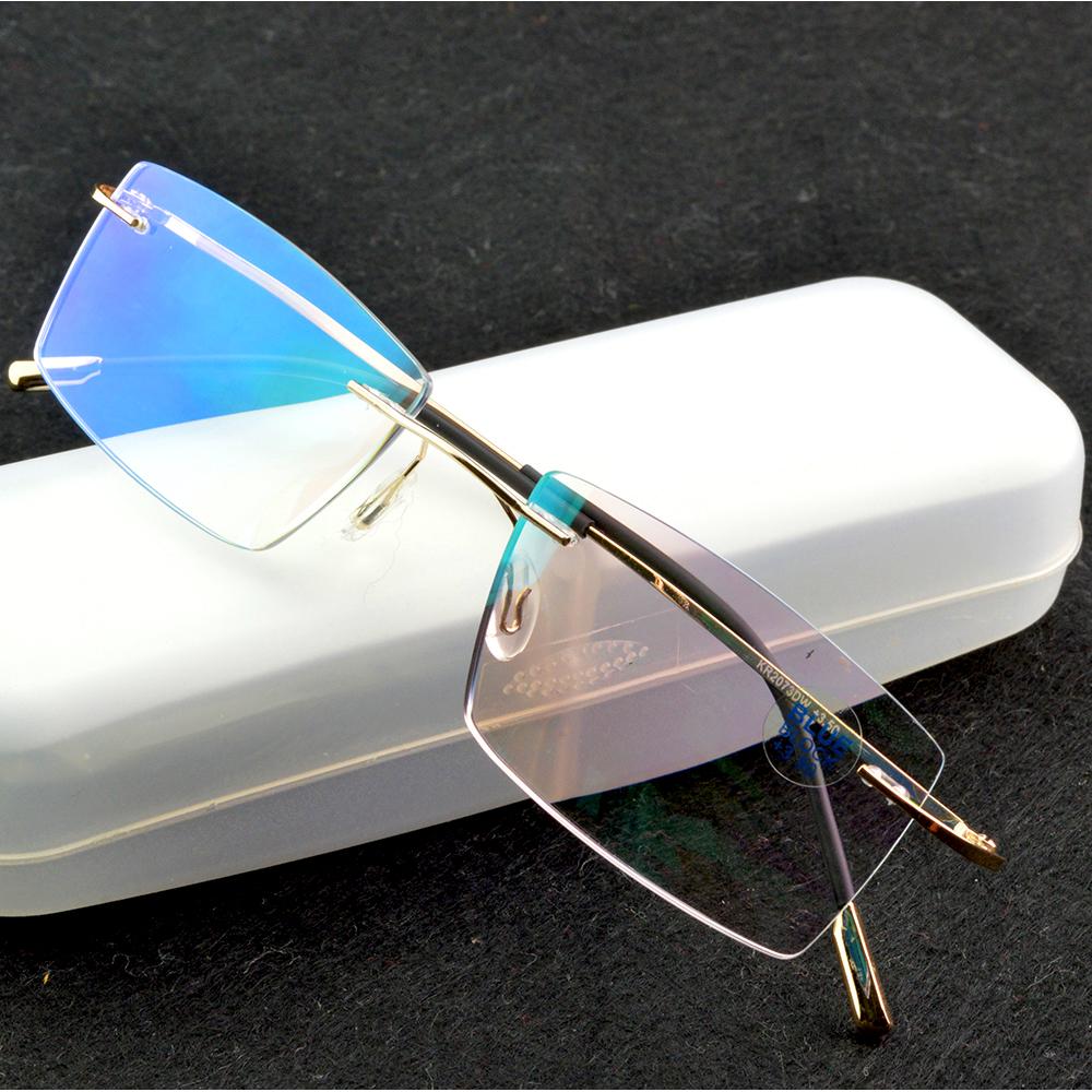 Clara Vida Shallow Gold Titanium Alloy Rimless Multi-Layers Coated Antireflective Reading Glasses +1 +1.5 +2 +2.5 +3 +3.5 +4