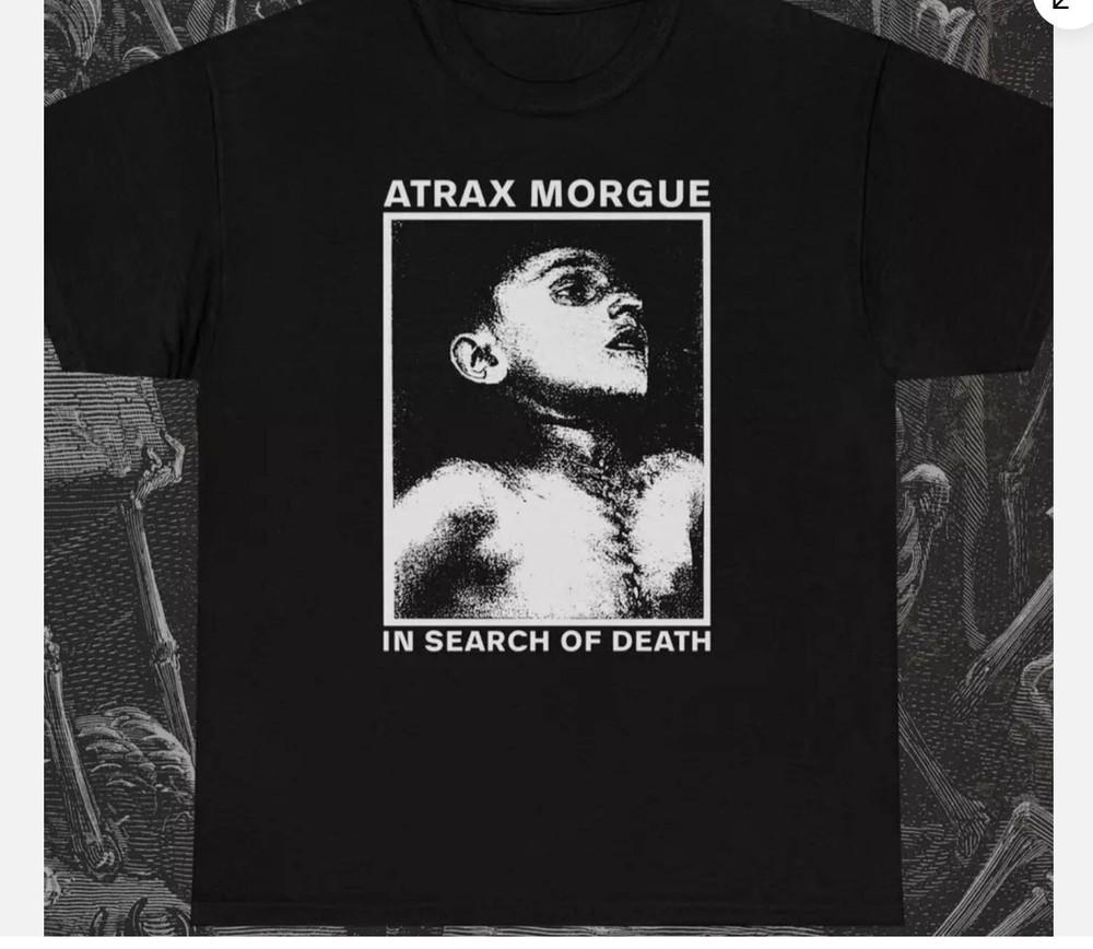 

Atrax Morgue In Search of Death T-Shirt, Music Band Rock Punk Metal, Unisex tee L
