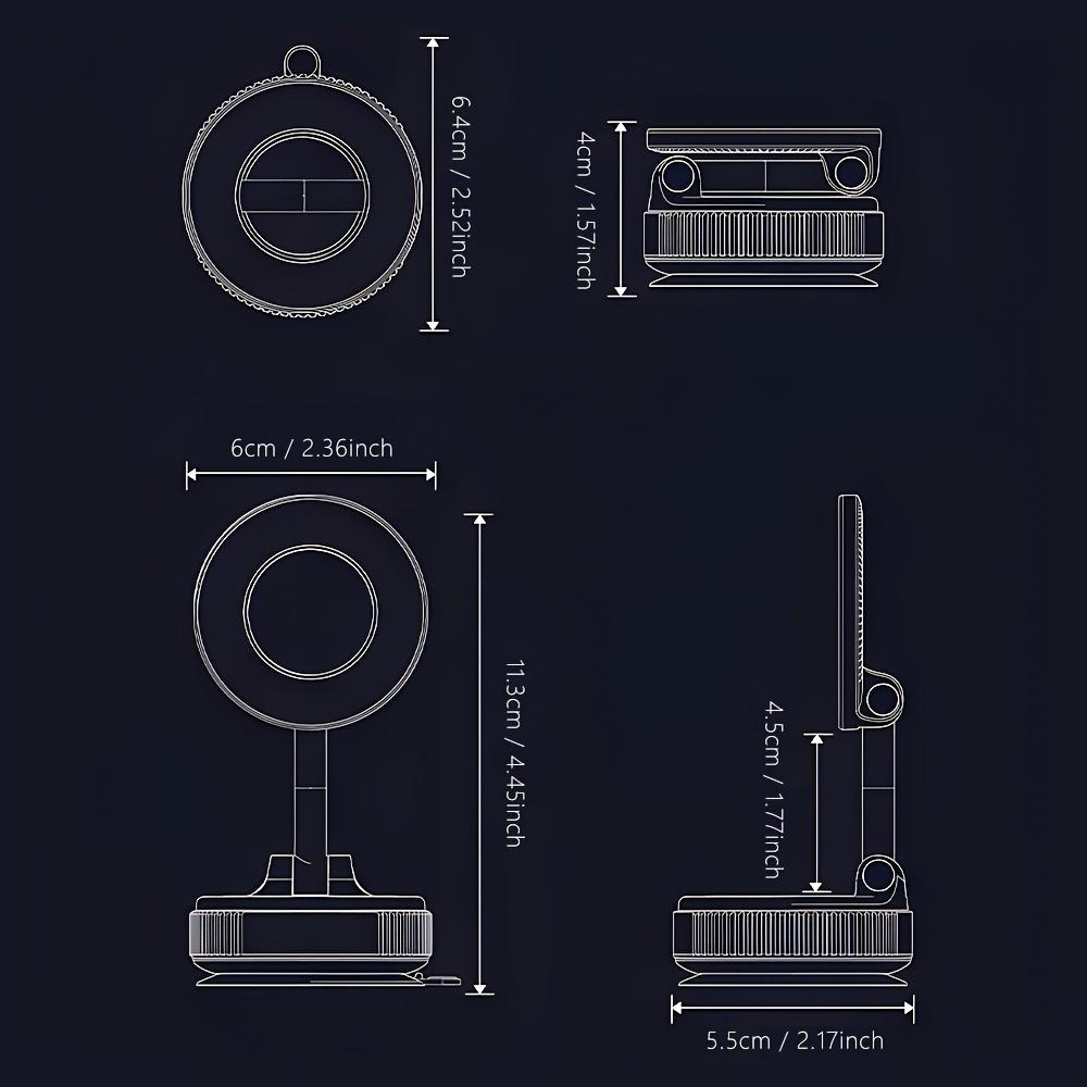 360 ° Rotating Magnetic Phone Holder, Foldable and Retractable, ABS Material, Portable, Suitable for Car/travel/gym/smooth Mirror