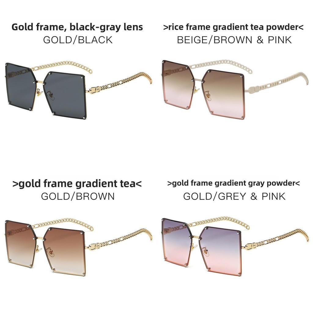 Summer Fashion Square Frame Sunglasses Chain With Uv400 Protection For Casual Wear