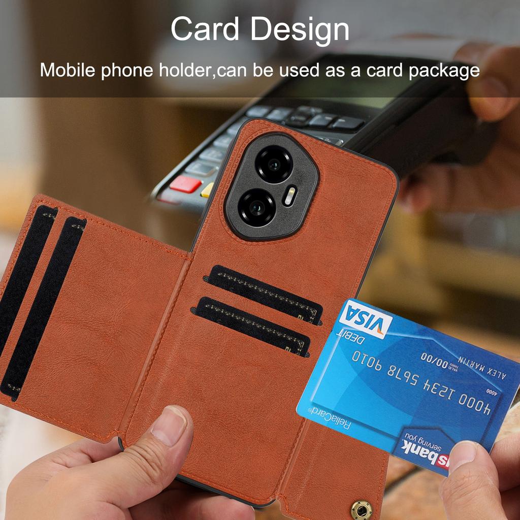 For Honor 300 Case with Card Slots Kickstand Leather+TPU Phone Cover