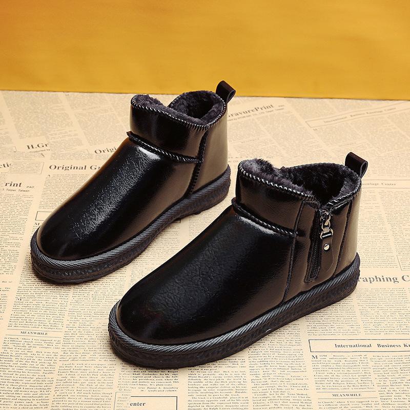 

Женские зимние новые короткие сапоги, короткие сапоги с напуском, утолщенные, женская обувь с интегрированным мехом, универсальные хлопковые туфли 35 чёрный