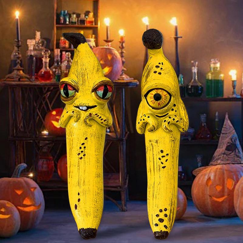 Cartoon Banana Statue Cute Funny Novelty Facial Expression Fruit Figurine Crafts Decorative Figurines Home Decoration Accessorie